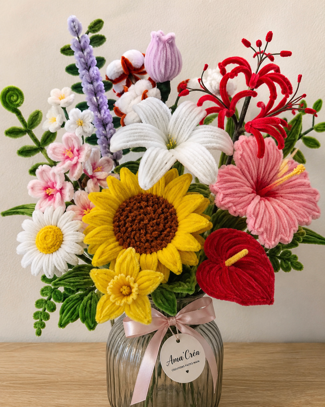 Composez votre bouquet de fleurs en fil chenille