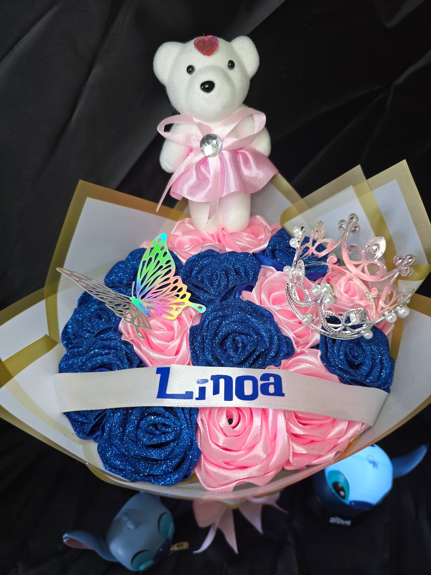 Bouquet floral satin