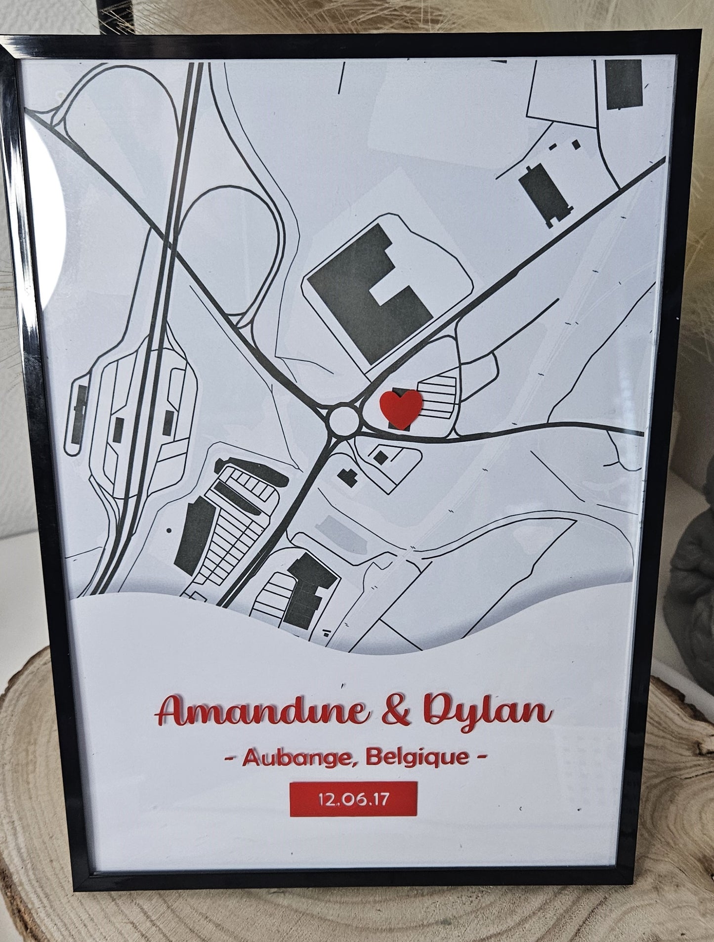 Cadre personnalisé "Lieu de rencontre" – Carte avec prénoms, date et adresse