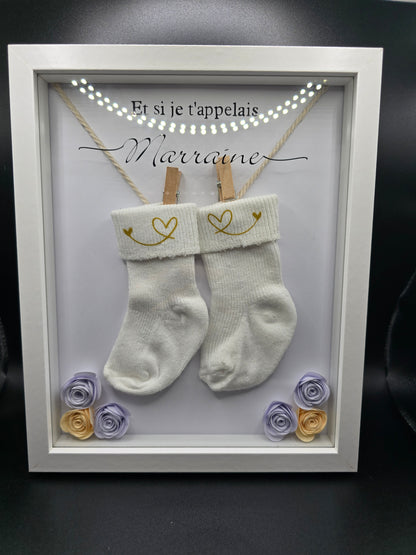 Cadre personnalisé annonce parrain, marraine ou futur papa – cadeau unique