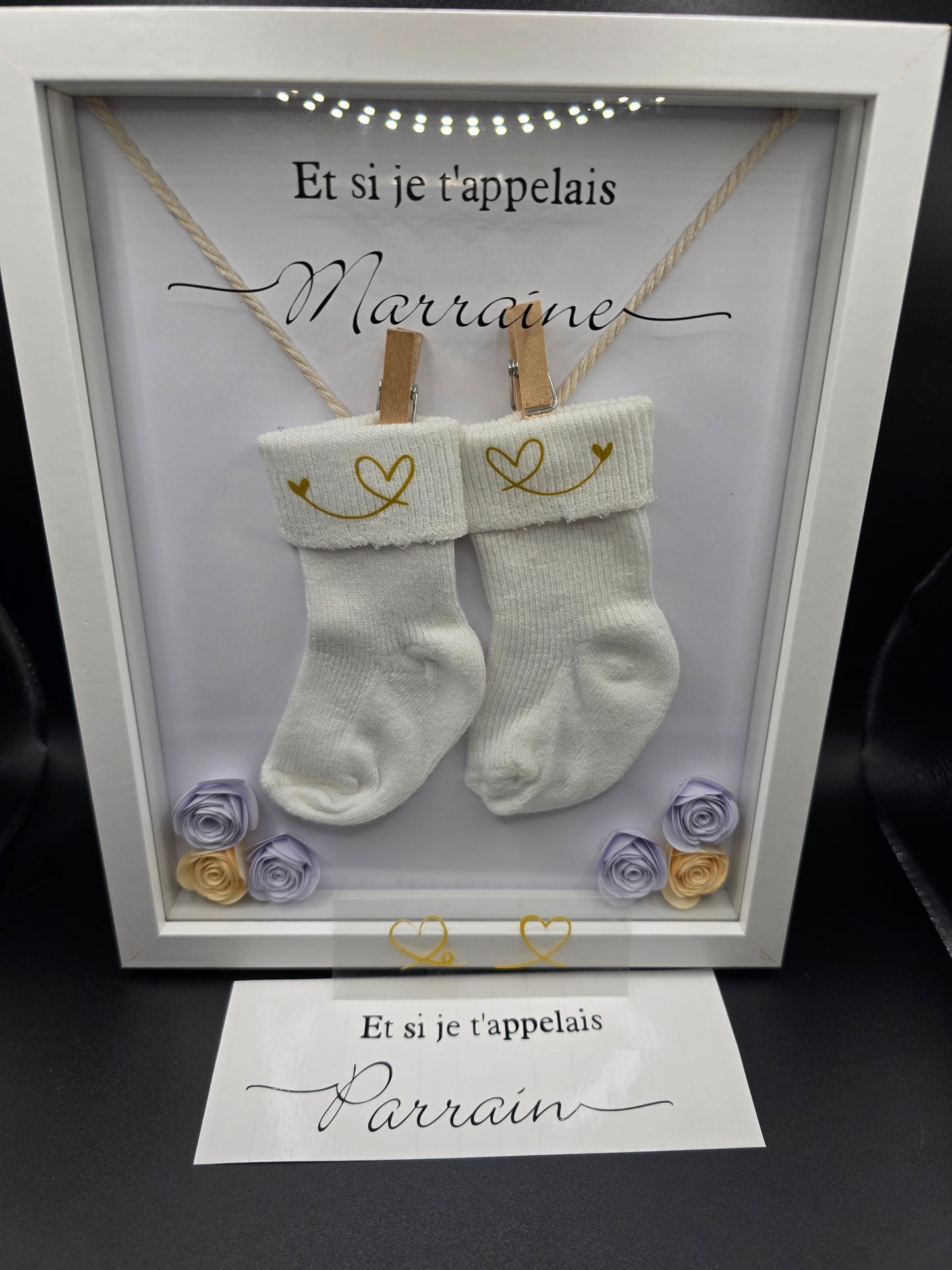 Cadre personnalisé annonce parrain, marraine ou futur papa – cadeau unique