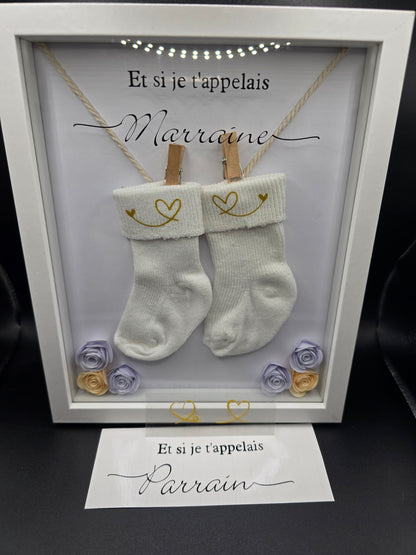 Cadre personnalisé annonce parrain, marraine ou futur papa – cadeau unique