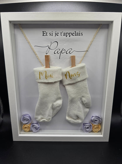 Cadre personnalisé annonce parrain, marraine ou futur papa – cadeau unique