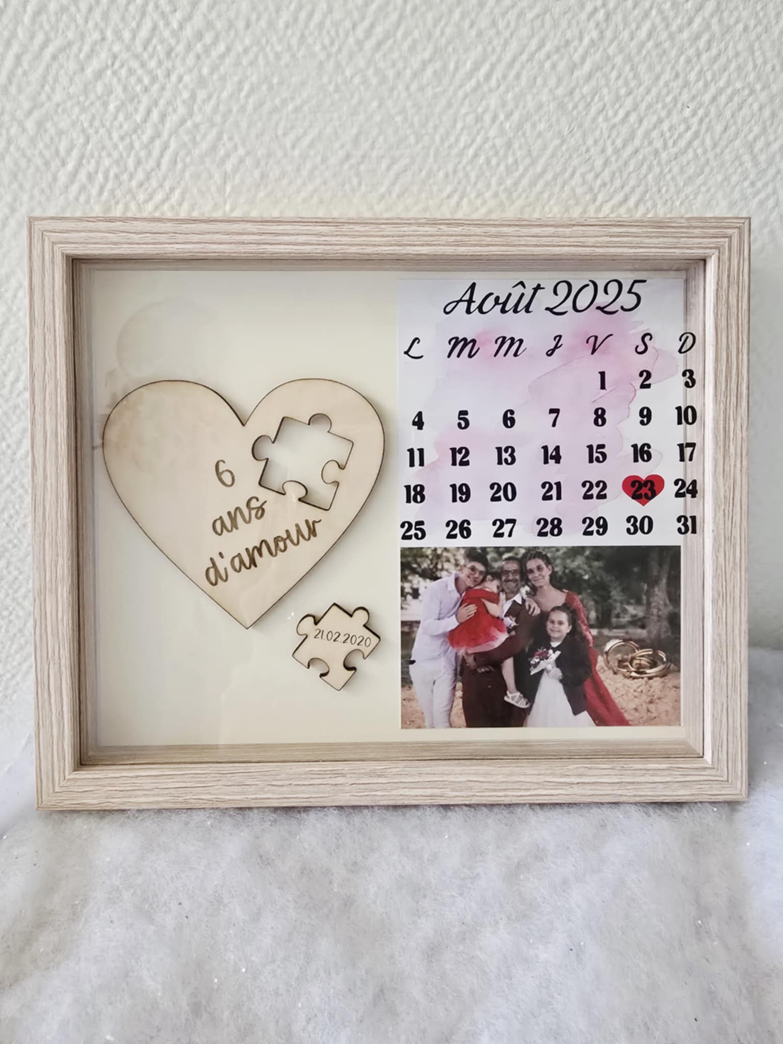 Cadre souvenir personnalisé – Calendrier avec date importante