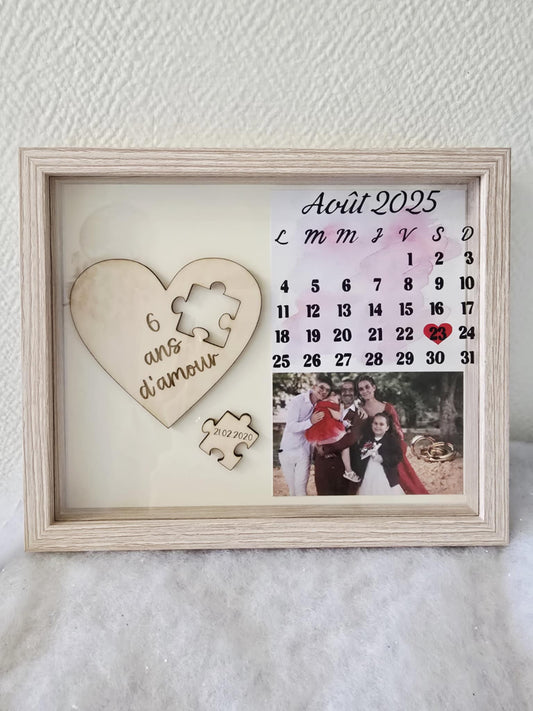 Cadre souvenir personnalisé – Calendrier avec date importante