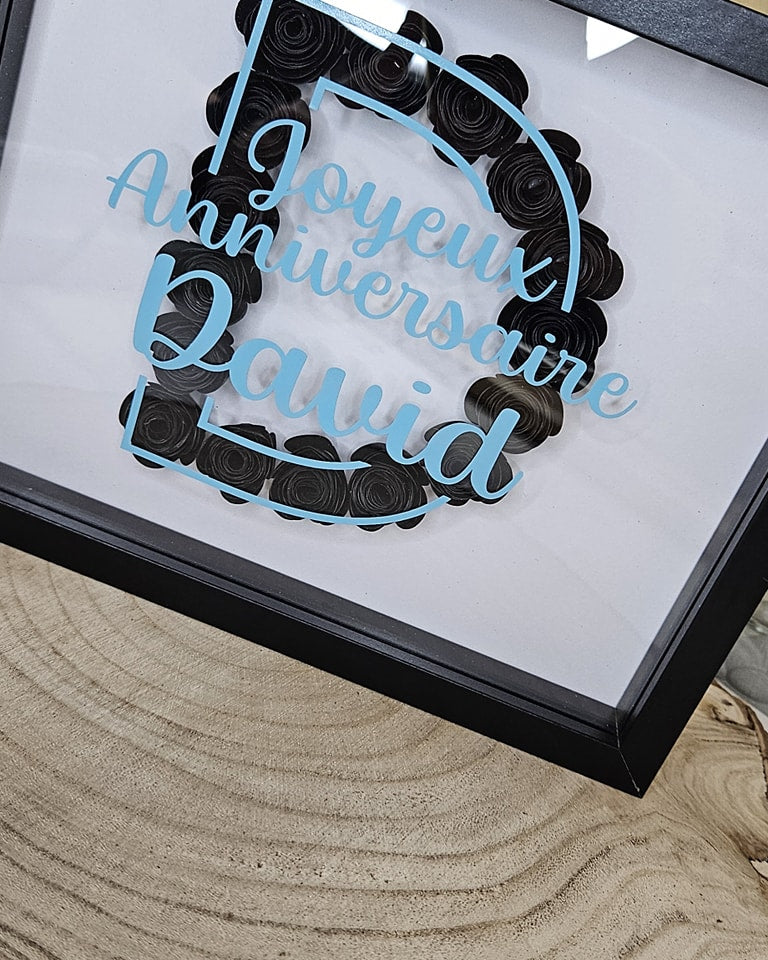 Cadre Roses 3D personnalisé – Décoration murale en bois, cadeau unique