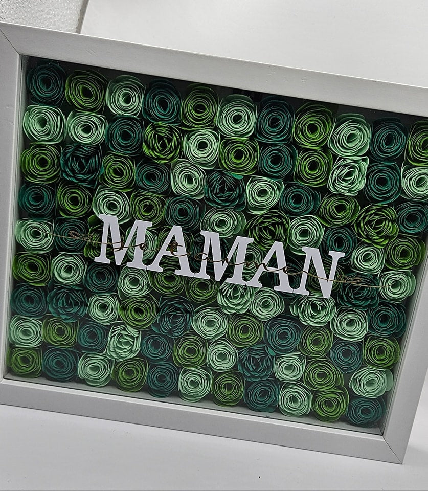 Cadre Roses 3D personnalisé – Décoration murale en bois, cadeau unique