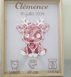 Cadre naissance personnalisé "Roses 3D" – Décoration bébé avec prénom, date et détails de naissance