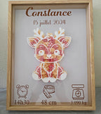 Cadre naissance personnalisé "Roses 3D" – Décoration bébé avec prénom, date et détails de naissance
