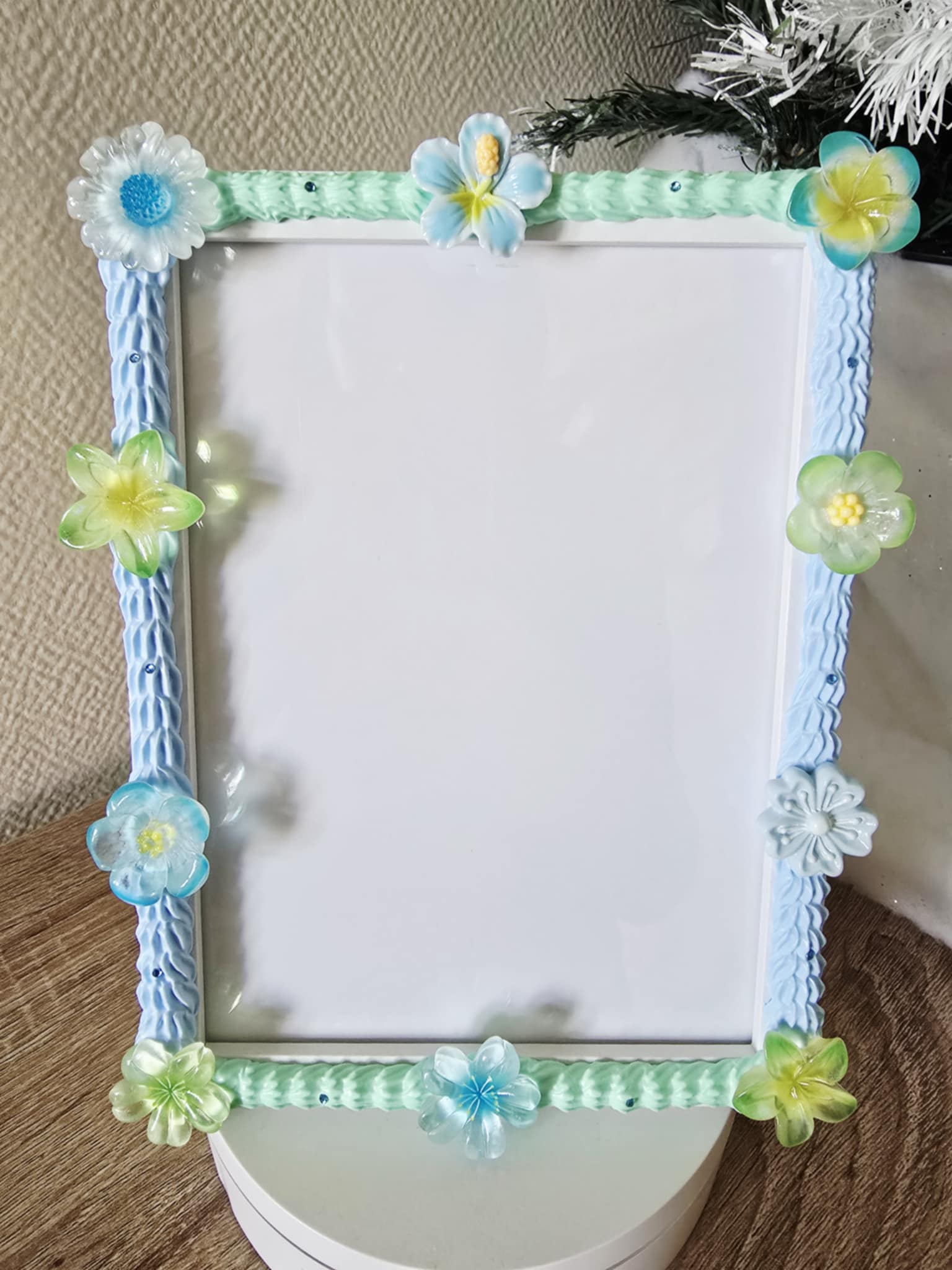 Cadre photo fait main en colle crème (13x18 cm)