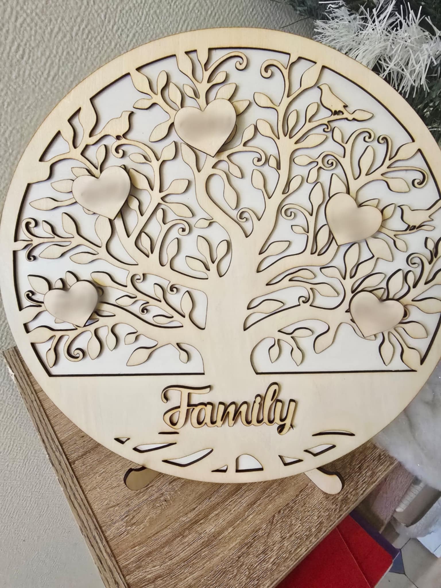 Arbre de vie en bois personnalisé – 30 cm – Cœurs aimantés | Décoration famille