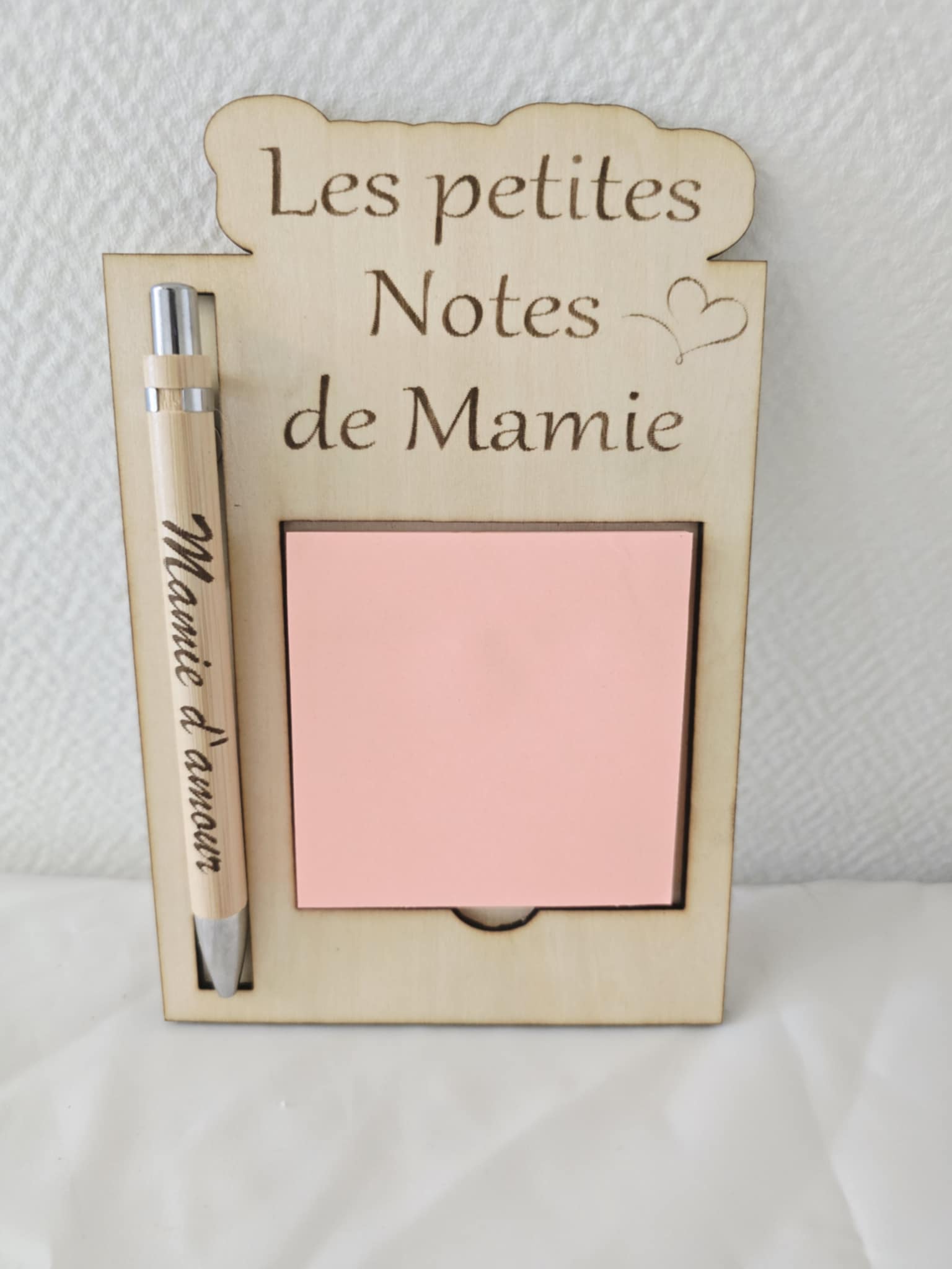 Bloc-notes en bois personnalisé « Les Petites Notes de Mamie »