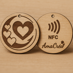 Porte-clé en bois personnalisé NFC – Gravure prénom et design unique