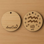 Porte-clé en bois personnalisé NFC – Gravure prénom et design unique