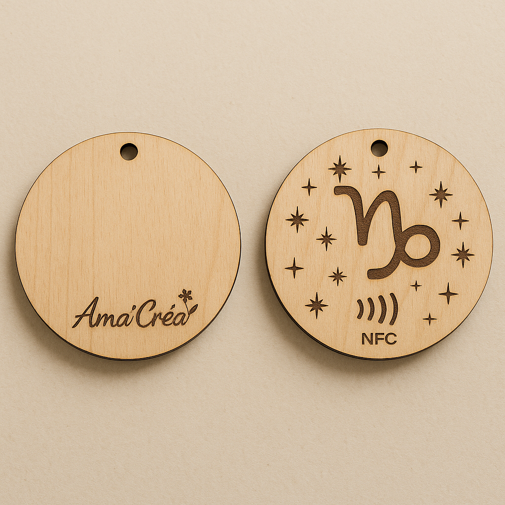 Porte-clé en bois personnalisé NFC – Gravure prénom et design unique