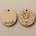 Porte-clé en bois personnalisé NFC – Gravure prénom et design unique