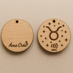 Porte-clé en bois personnalisé NFC – Gravure prénom et design unique