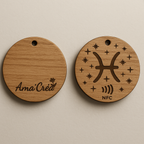 Porte-clé en bois personnalisé NFC – Gravure prénom et design unique