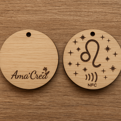 Porte-clé en bois personnalisé NFC – Gravure prénom et design unique
