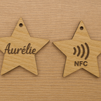 Porte-clé en bois personnalisé NFC – Gravure prénom et design unique