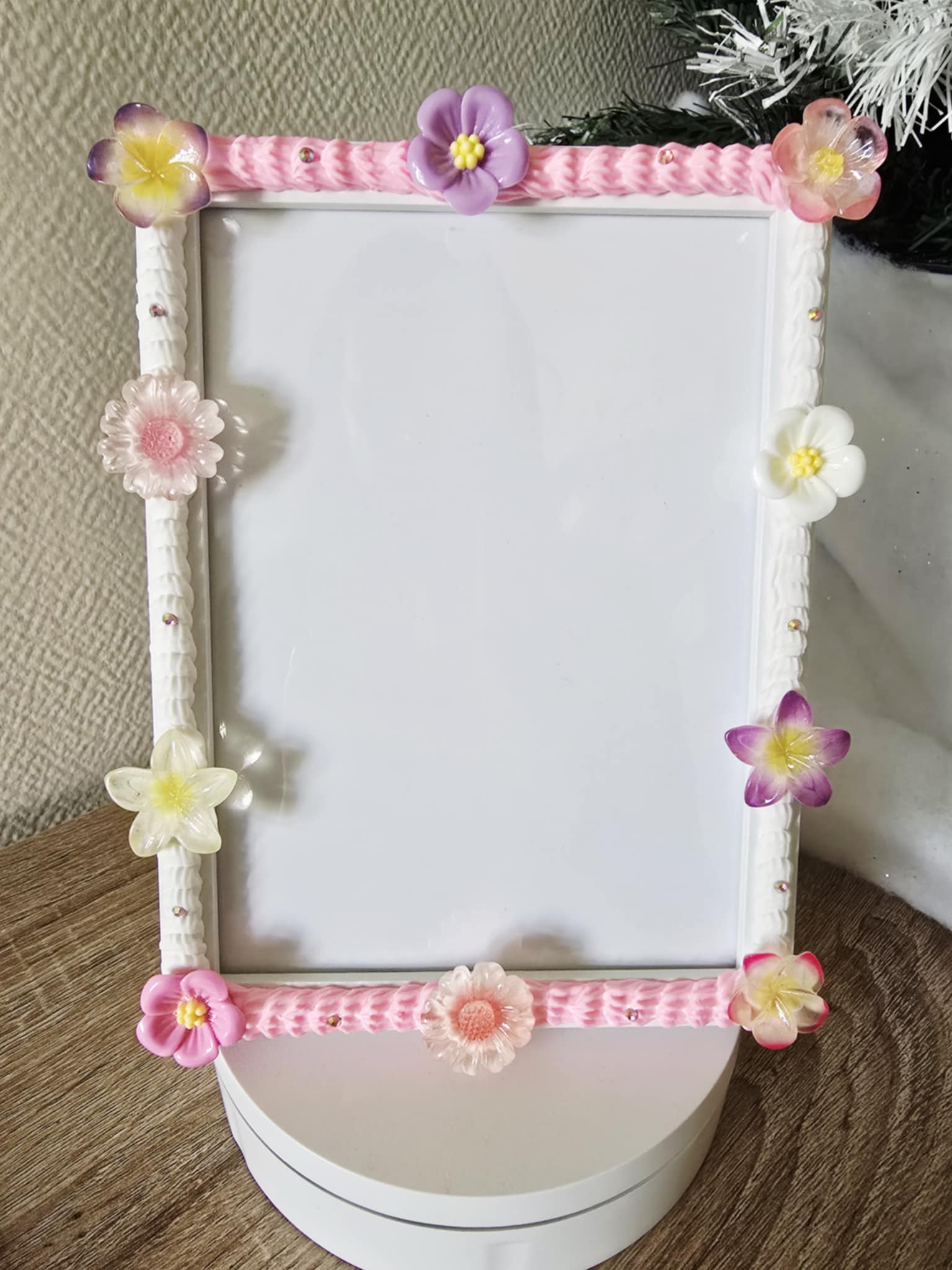 Cadre photo fait main en colle crème (13x18 cm)