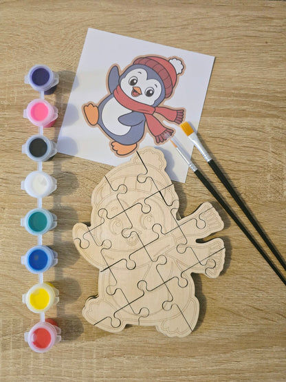 Kit créatif enfant – Puzzle en bois à assembler et colorier