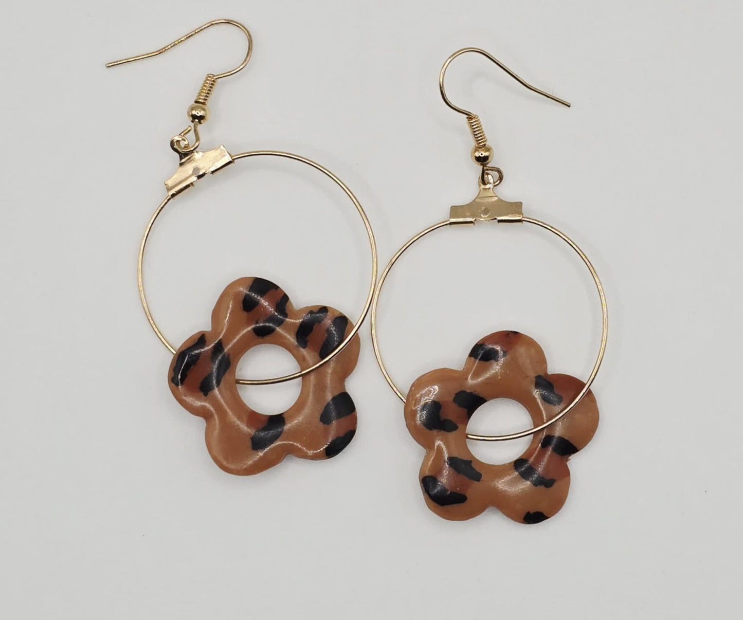 Boucles d’oreilles fleurs léopard