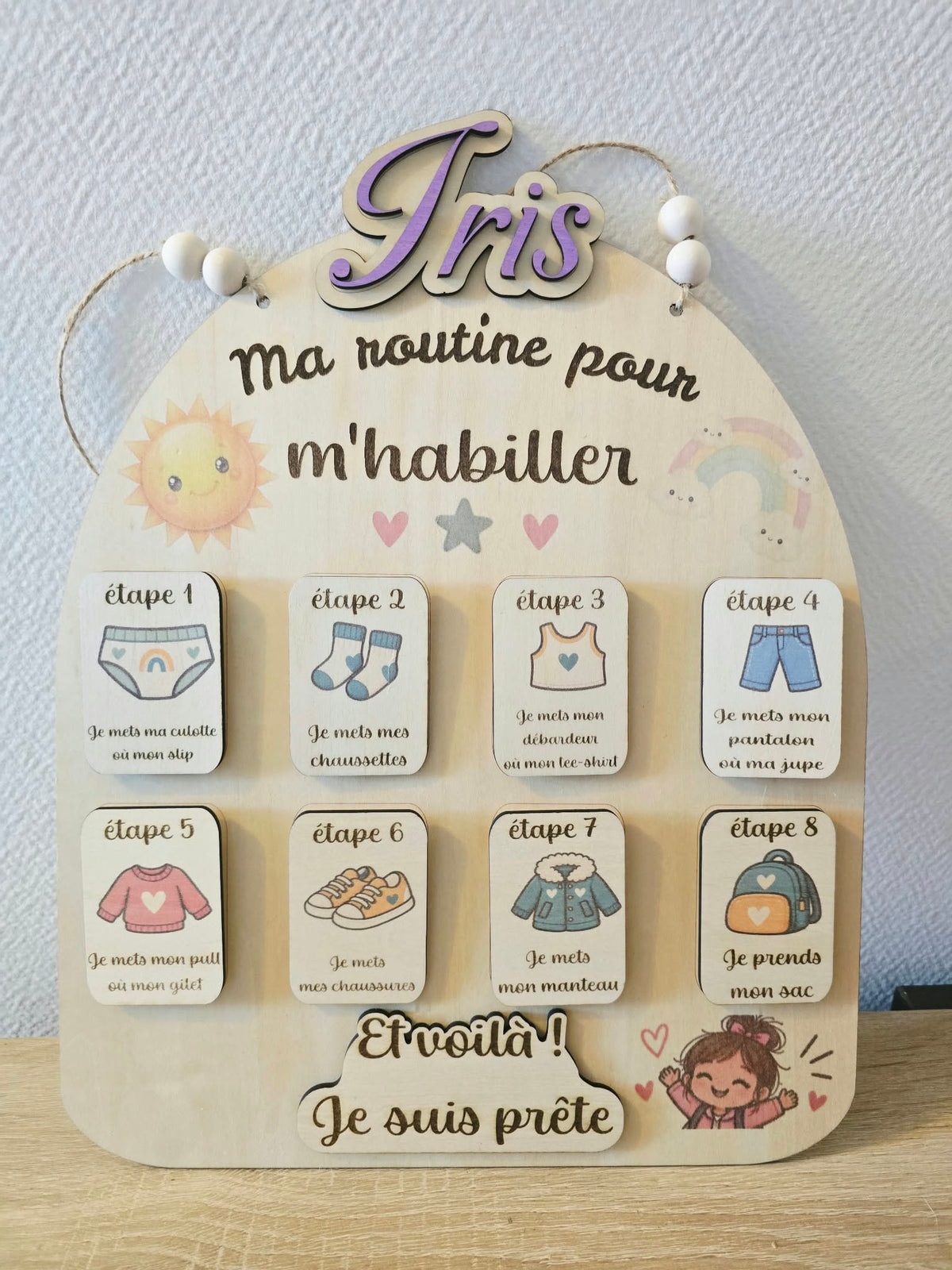 Tableau de routine enfant « Ma routine pour m’habiller » – Prénom en option