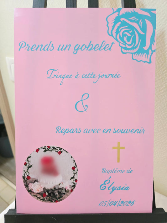 Panneau personnalisé A4 – Baptême, mariage & événements