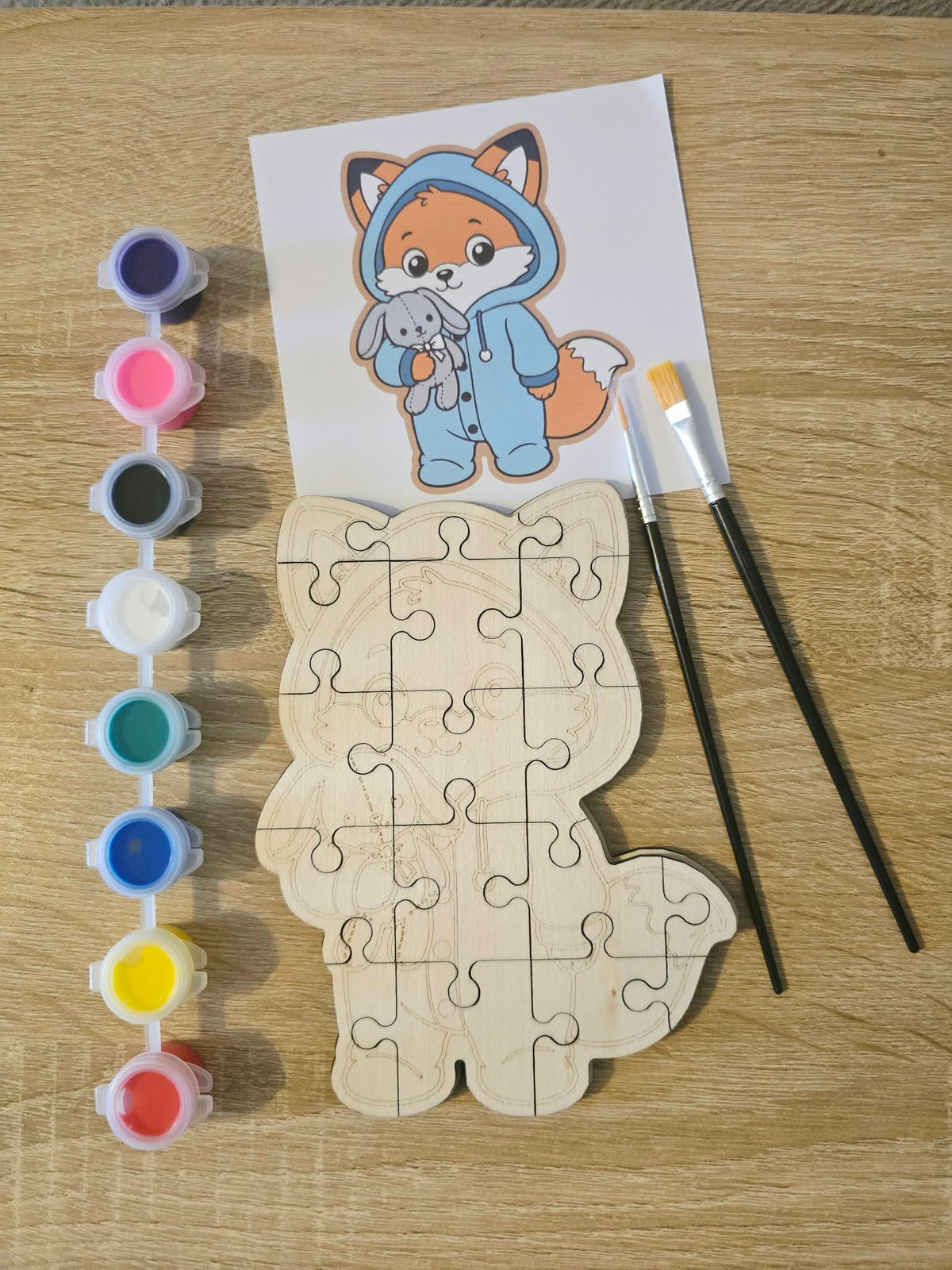 Kits créatifs puzzle en bois emballés avec peinture et pinceaux