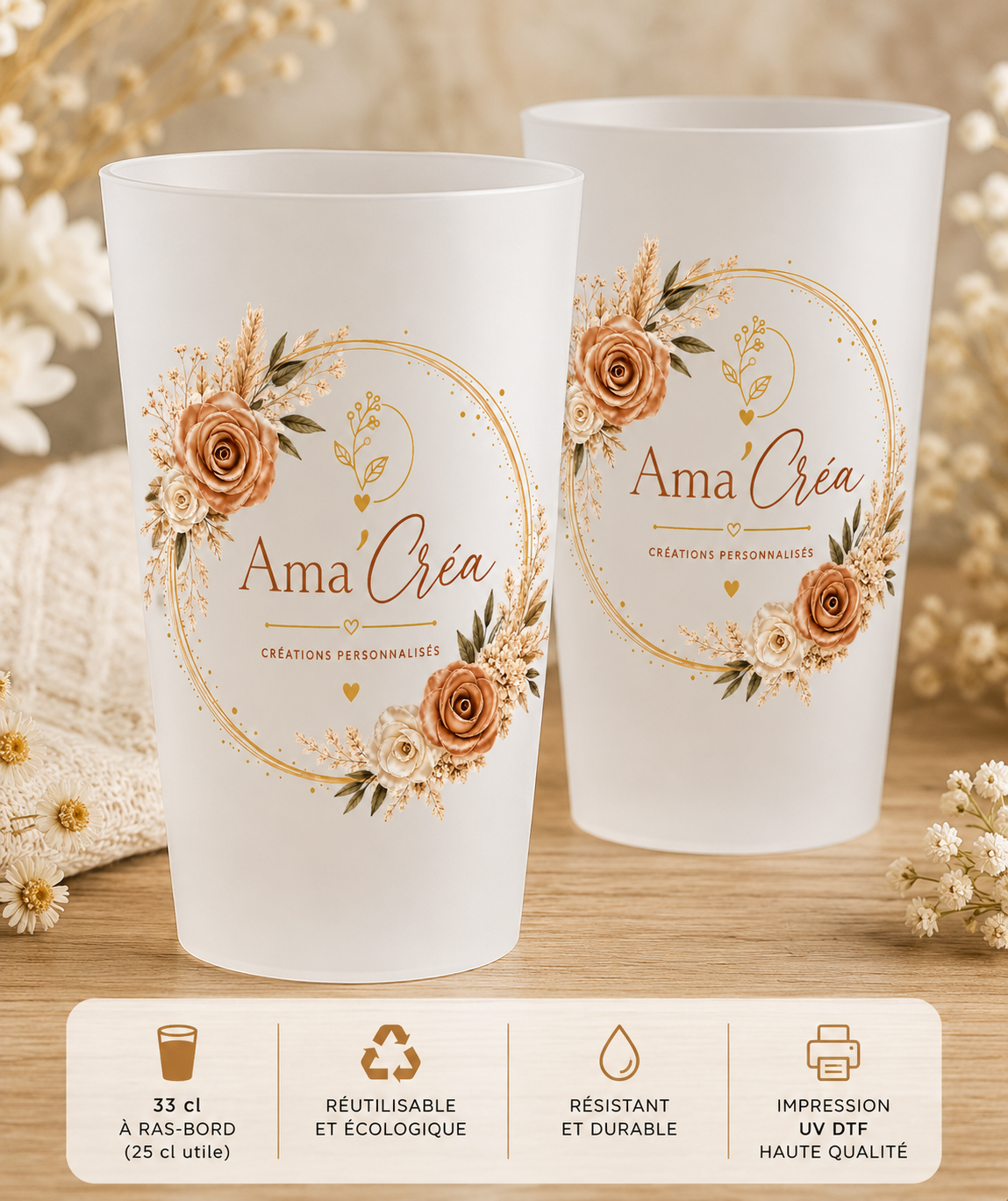 Écocup personnalisé 33 cl réutilisable Ama'Créa