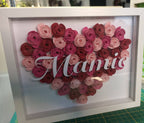 Cadre Roses 3D personnalisé – Décoration murale en bois, cadeau unique