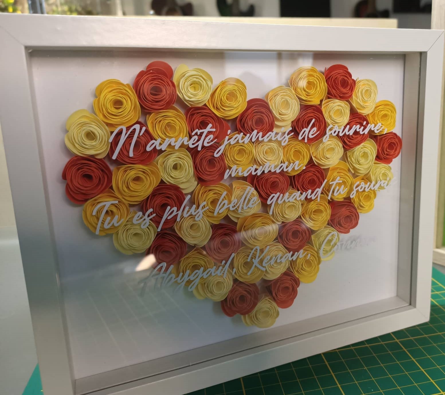 Cadre Roses 3D personnalisé – Décoration murale en bois, cadeau unique