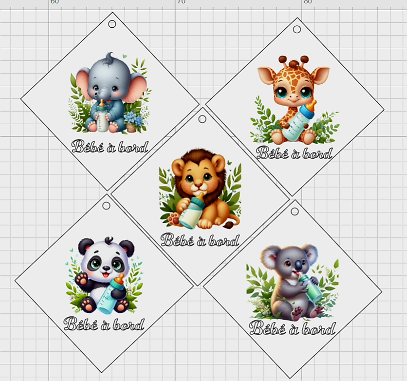 Panneau Bébé à Bord Personnalisé – Plexiglass avec Animaux Mignons