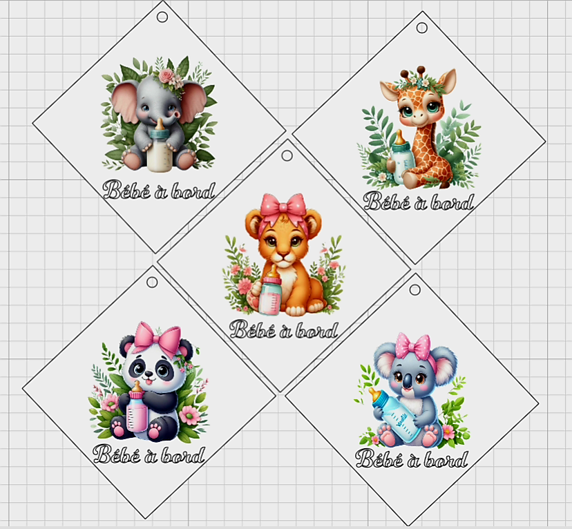 Panneau Bébé à Bord Personnalisé – Plexiglass avec Animaux Mignons