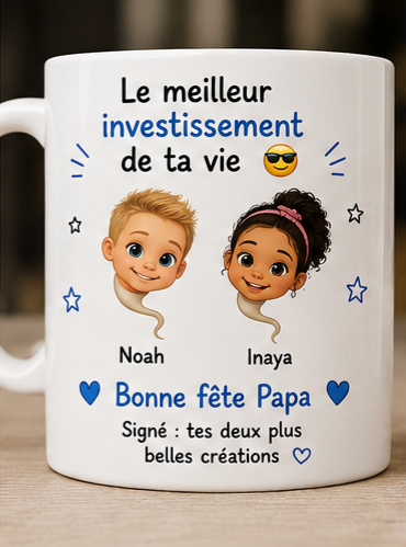 Mug Personnalisé Fête des Pères avec Photo et Prénom | Ama'Créa